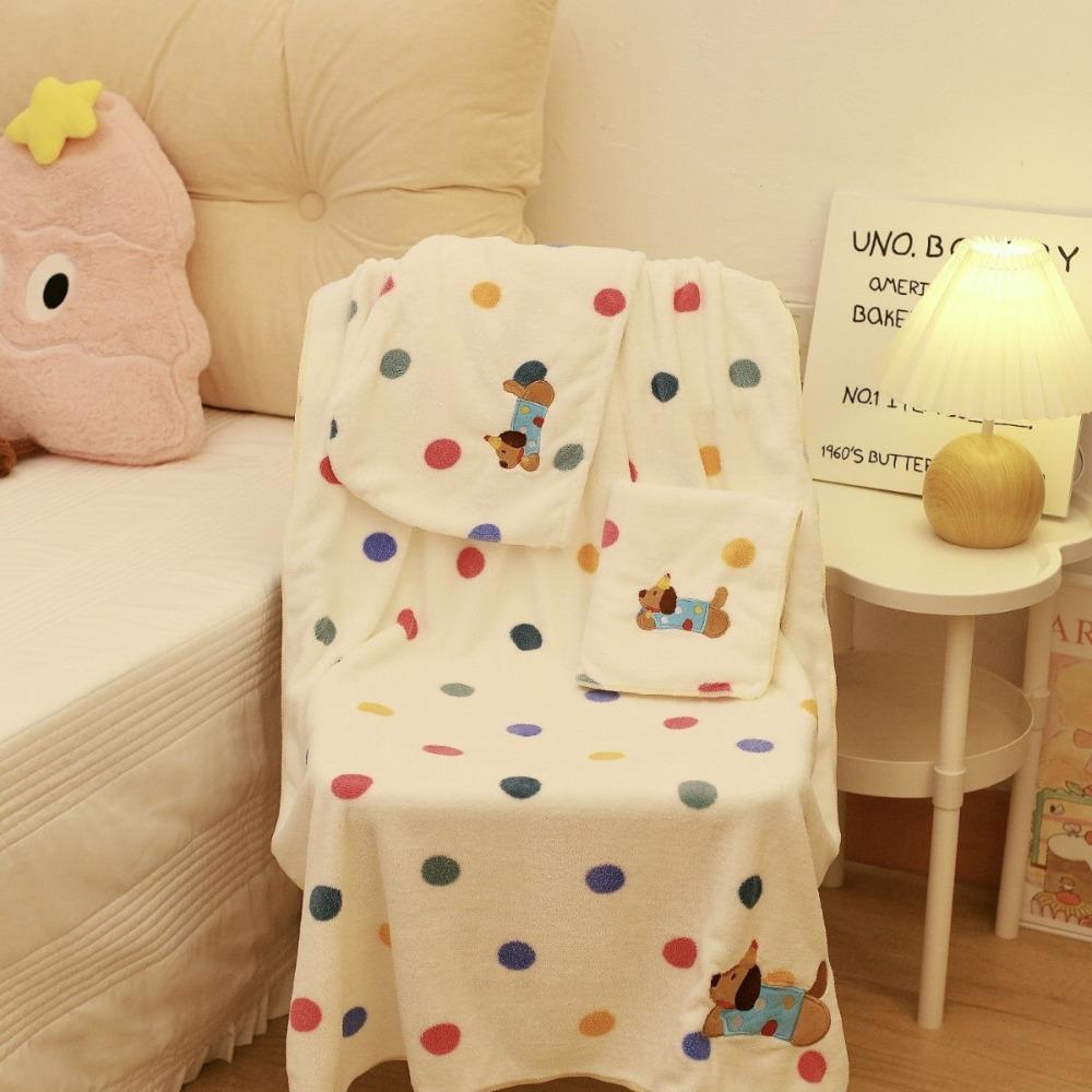 Absorbent Coral Fleece Bath Towel Cartoon Puppy Pool Towel Skin Friendly Soft Towel Set  Girls