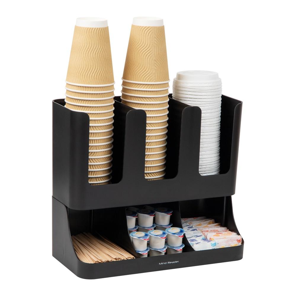 Cup Condiment Station Countertop Organizer Coffee Tea Accessories Holder Efficient Storage Solution Office Kitchen Breakroom