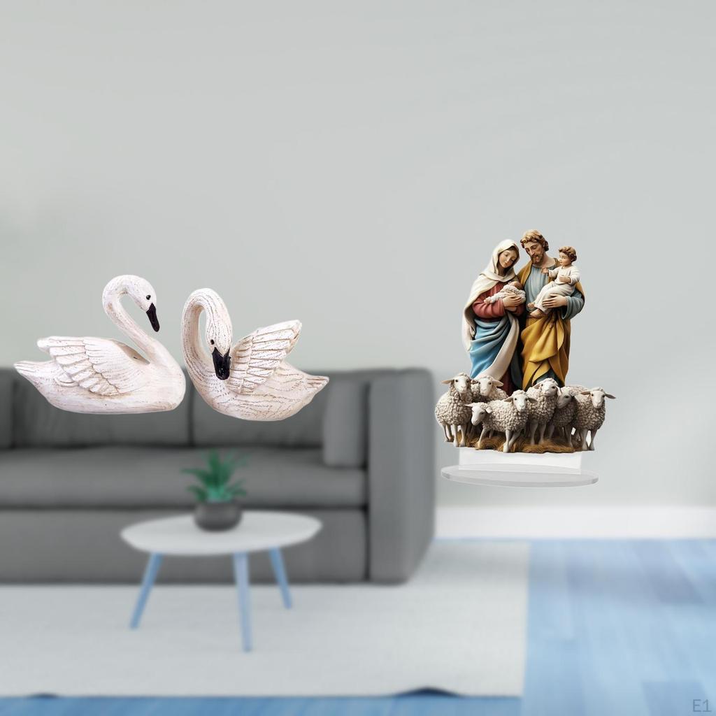 Resin Swan Sculptures Acrylic Desktop Decor Unique Cake Topper Tabletop Ornament Home Couple Bird