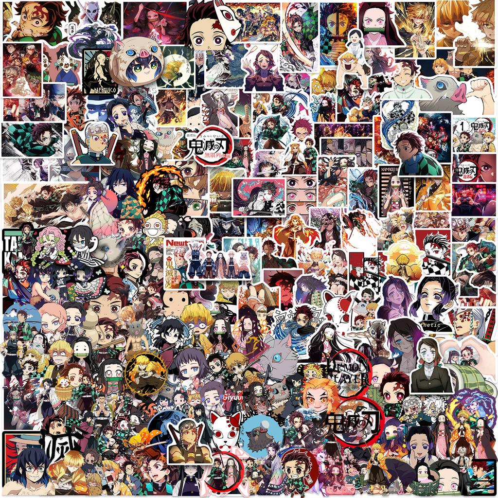 50/100/200/300PCS Anime Demon Slayer: Kimetsu No Yaiba Stickers Phone Laptop Guitar Notebook Suitcase Waterproof Sticker Decals