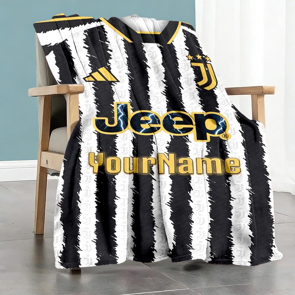 Juventus Customize Text Blanket Cozy Personalized Blanket Warmthful Decor for Chair Home Decor Bed Sofa for All Occasions