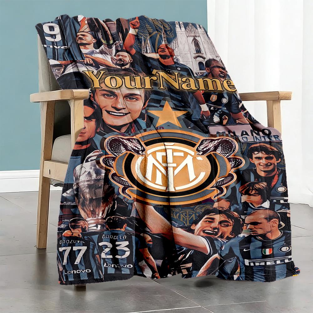 Inter Milan Customize Your Name Blanket Cozy Personalized Blanket Durable Comfort Throw For Couch Livingroom Chair Bedding Ideal for All Seasons