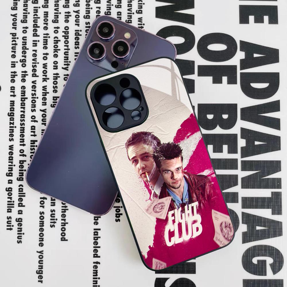 Fight Club Movie Phone Case for Iphone 17 16 15 14 12 11 13 Pro Max Mini X Air Puls Black Glass Cover