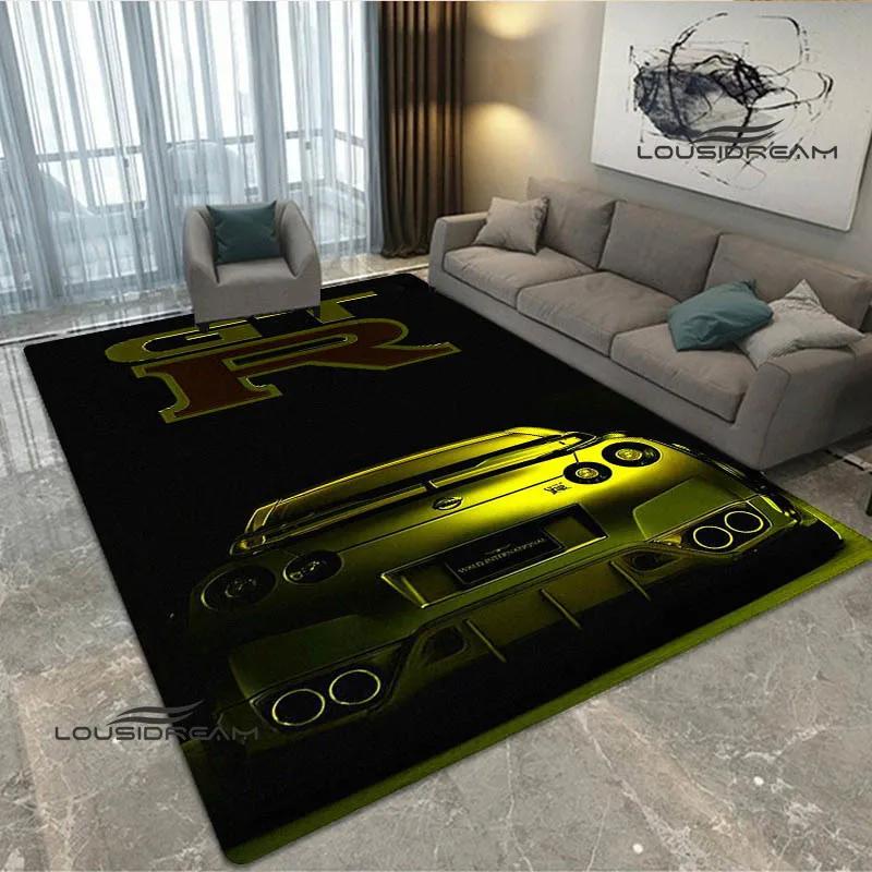 JDMs GTR Flag Car Pattern Carpet Decoration Room Home Outdoor Decor Racing Rug Non Slip Washable Game Style Floor Mat