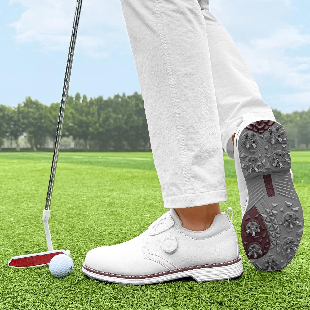 Men Golf Shoes Outdoor Spiked Sports Upper Stable Anti Slip Sole For Golf Training Outdoor All Season Daily Outdoor Casual