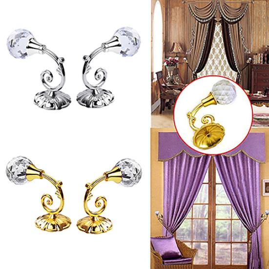 2 Pcs Large Rhinestone Hanging Hooks Curtain Wall Tie Back Hook Hanger Holder