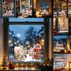 Weihnachts-Fenstersticker Statische Aufkleber, Verschneite Stadthäuser Schneeflocken Glasaufkleber, Wiederverwendbare Klebefreie Adsorption Weihnachten Aufkleber, Feiertagsdekoration für