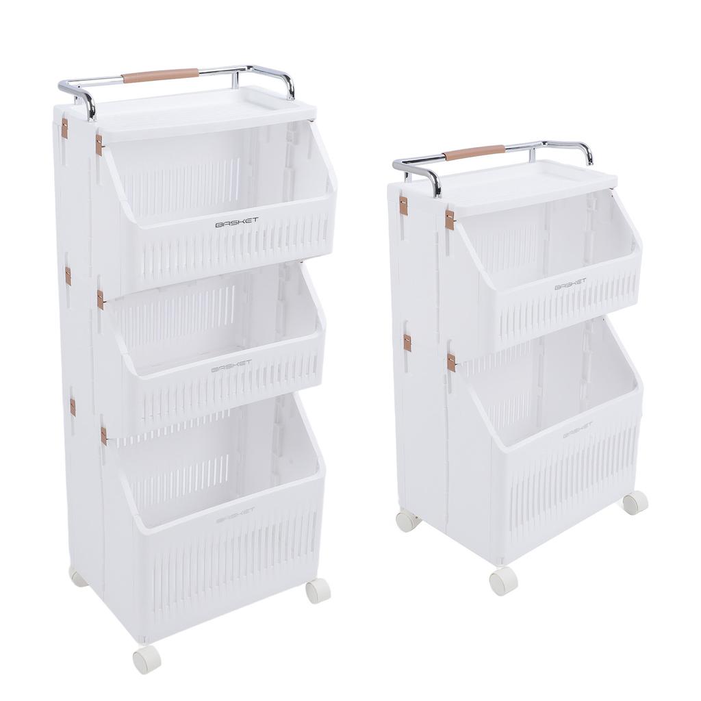 Carrello Portaoggetti a Rotelle Multifunzione Organizer a Rotelle Pieghevole per Bucato con 4 Ruote