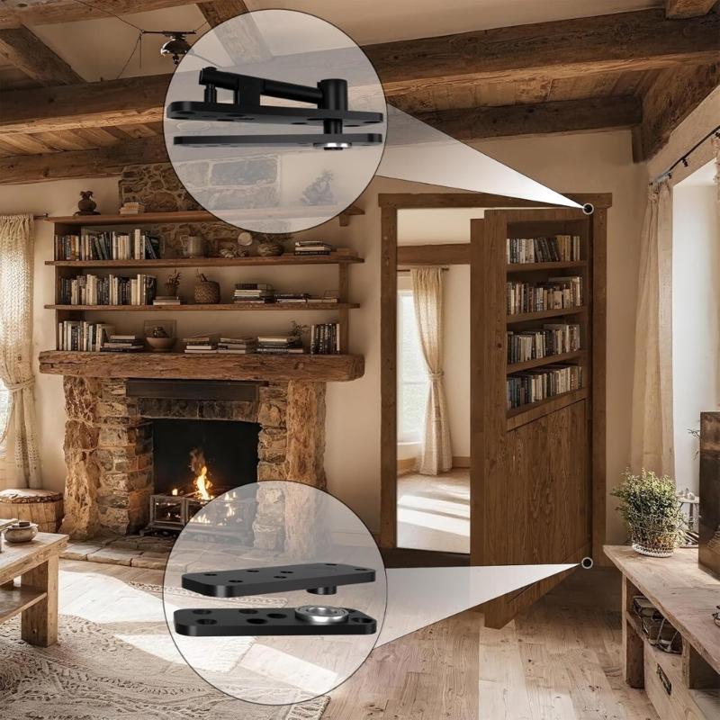 360 Degree Quiet Pin Hinge Set High Load Capacity Concealed Hinge System with Installation for Murphy Bookcase Door