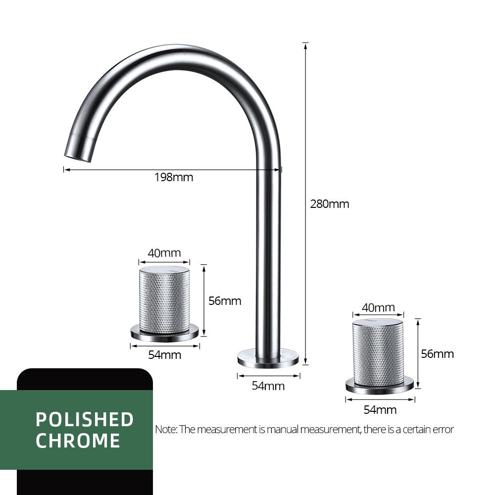 Brushed Rose Gold Basin Faucet 3PCS Knurled Handles Sink Tap Hot And Cold Deck Mounted Mixer Widespread Faucet 3 Holes Set