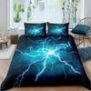 Lightning Duvet Cover Set Sea Wave Natural Disasters Sea Landscape Bedding Set Dark Clouds King Size Polyester Comforter Cover