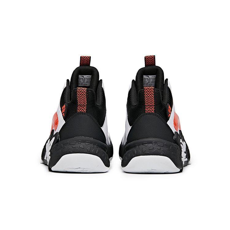 Anta Mesh Splicing Shock Absorbing Wear Resistant High Top Sports Casual Shoes Kids Sneakers Black White Orange A312131110-2
