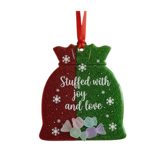 Friendship Christmas Ornaments Handmade Heart/Bell/Tree Shaped Sea Glass Ornament for Christmas Tree Friendship Keepsake for Best Friends