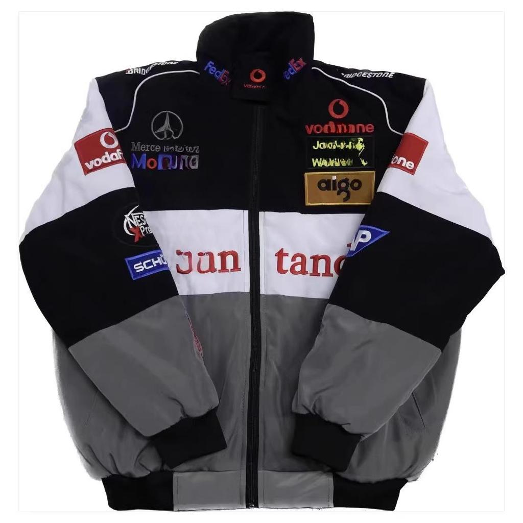 Embroidered Racing Suit F1 Kurtka Motocyklowa: Retro Styl Europejski i Amerykański, Bawełniany Płaszcz z Długim Rękawem