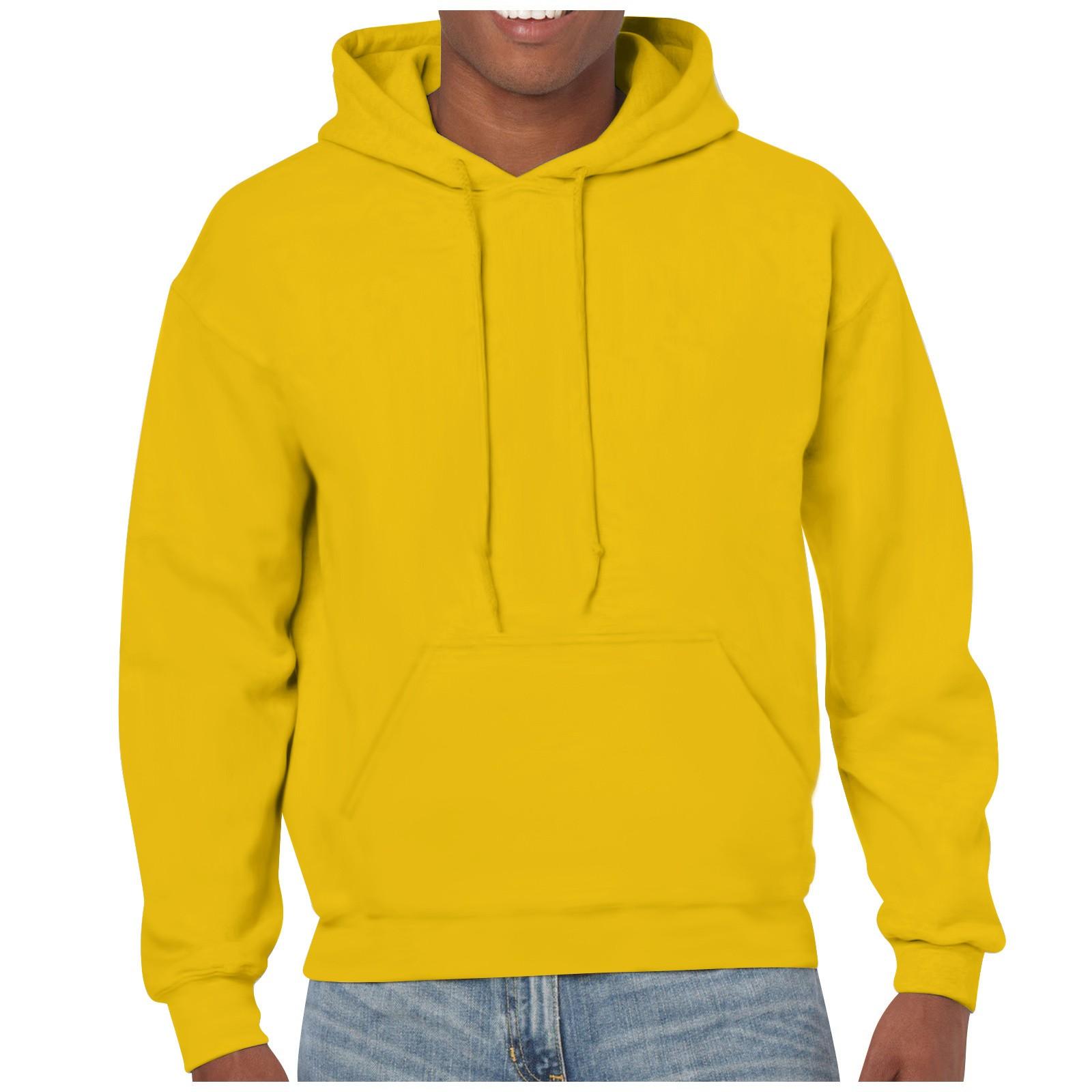 And Winter Men s Loose Large Hooded Sweater Solid Casual Sweater L жёлтый