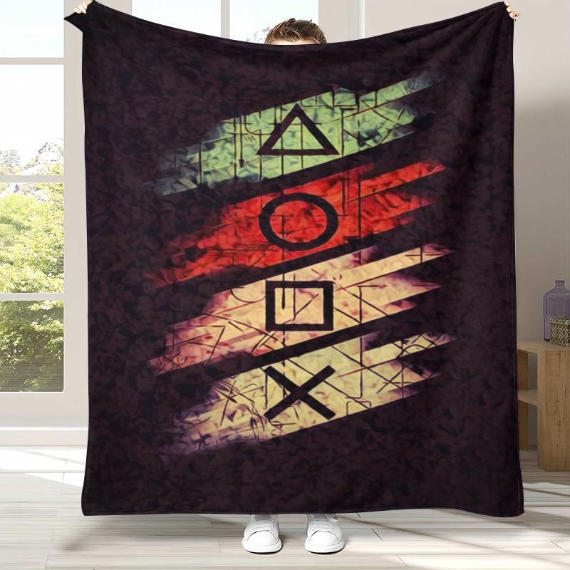 Cartoon Game Gamer Zone Controller Logo Flannel Blanket,Ultra Soft Warm Plush Throw for Home Bedroom Bed Sofa Cover Picnic gift