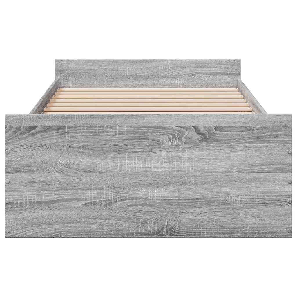 Bed Frame with Drawers Gray Sonoma 75 x 190 cm Engineered Wood