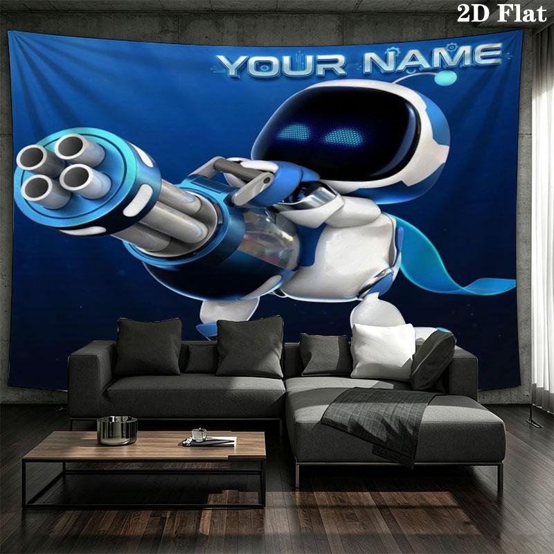 ASTRO BOT Custom Name Wall Tapestry Aesthetic Wall Hanging Printed Fabric Blanket Decorative Tapestries for Bedroom Living Room Home Decor