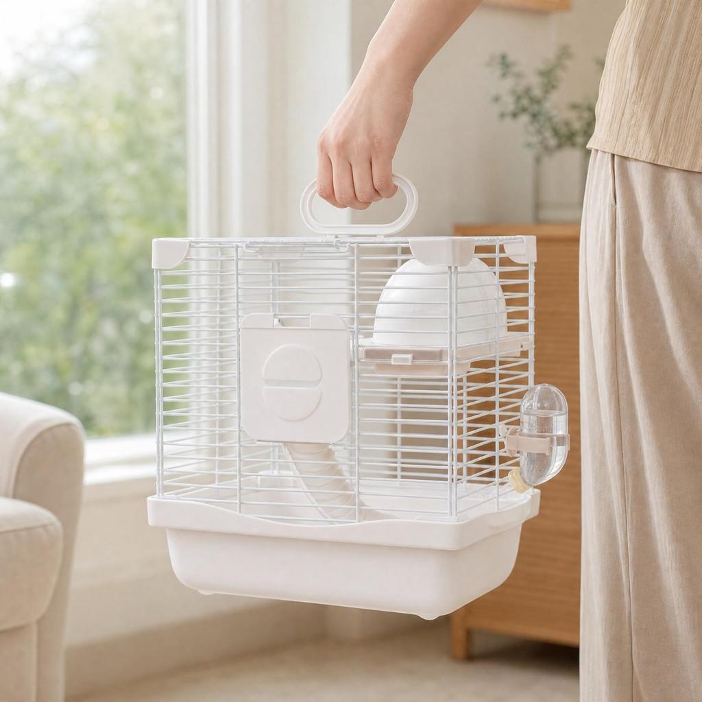Small Animal Carrier Ventilated Portable Hamster Cage Easy to Clean for Short Trips Blue