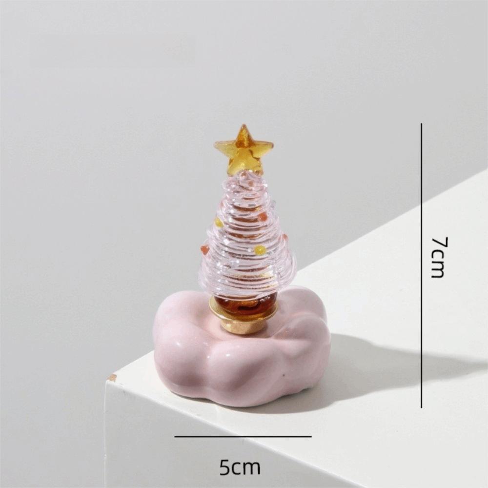 Glass Glass Christmas Tree Rotating Display Base Mini Tree Ornament  Home Table Decor
