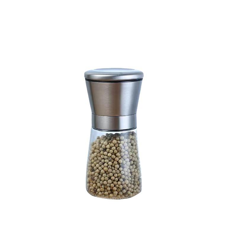 Stainless Steel Manual Grinding Bottle Household Glass Seasoning Bottle Pepper Grinder Kitchen Seasoning Bottle Spice Grinder