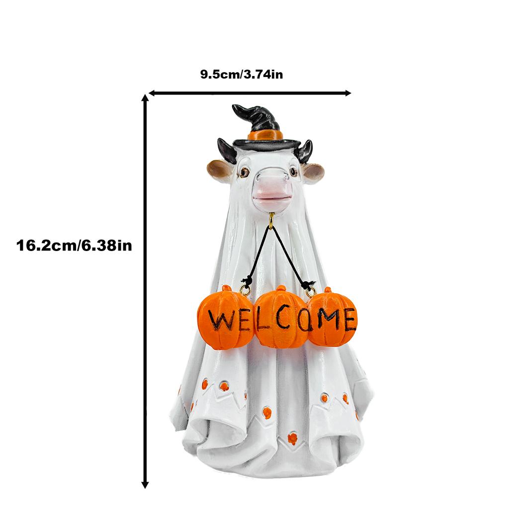 Creative Cute Ghost Statue Puppy Kitten Duck Calf Resin Figurines Halloween Decoration Hanging Ornaments Home Party Decor Crafts