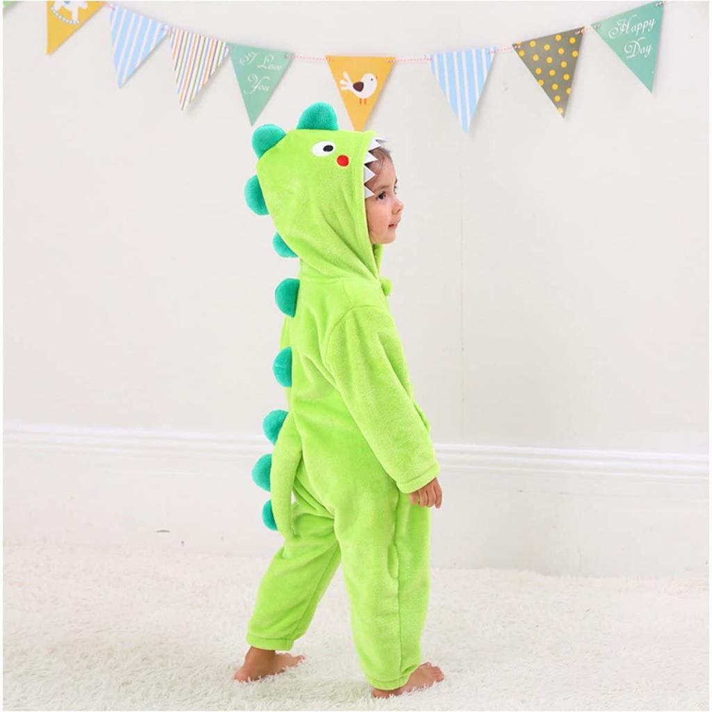 LOLANTA Dinosaur Kigurumi Baby Overalls Halloween Costume Christmas Costume for Boys and Light Green Sizes Kids' Girls, Flannel, 105-120