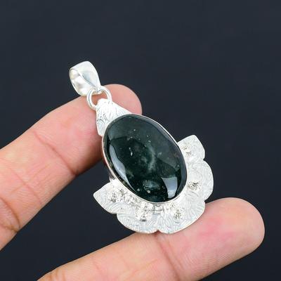Daughters Day Deal Sterling Silver Solar Moss Agate Gemstone New Pendant Jewelry