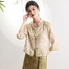 Golden Chrysanthemum New Chinese Style Silk Blouse