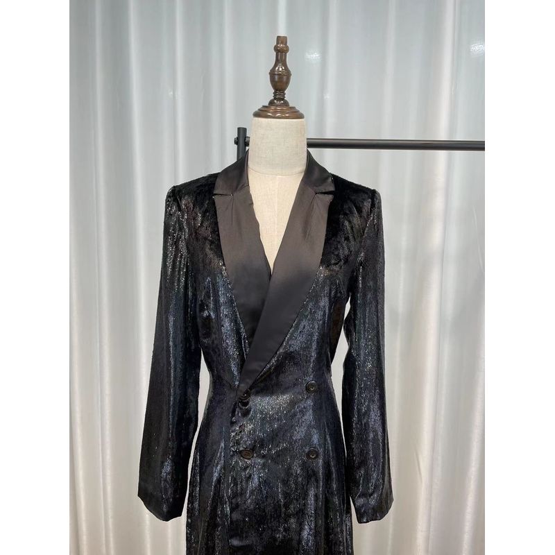 Italy Twin-Set Early Autumn New Arrival Fancy Bright Silk Pleuche Long Sleeve Suit Skirt Female Dress