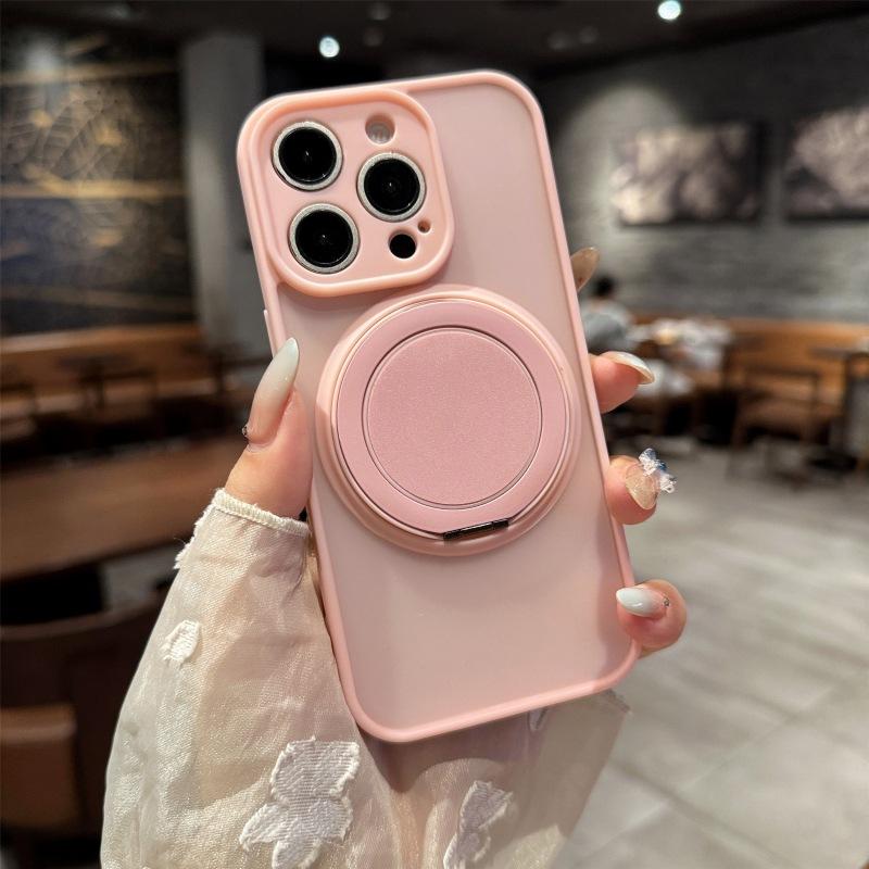 Applicable To iPhone16Pro Mobile Phone Case, Matte Skin-sensitive Magnetic Suction Rotating Bracket, Apple 15Pro All-inclusive Protective Case.
