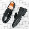 Fashion Retro Penny Loafers New Men's Pointed Leather Brogues Shoes Male Designer Formal Wedding Prom Dress Homecoming Footwear