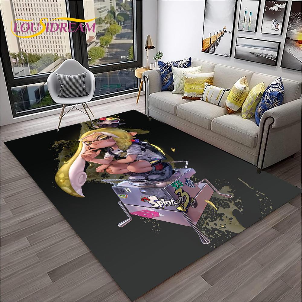 Cartoon PC Gamer 3D Games Splatoon Carpet Rug for Home Living Room Bedroom Sofa Doormat Decor,kids Area Rug Non-slip Floor Mat