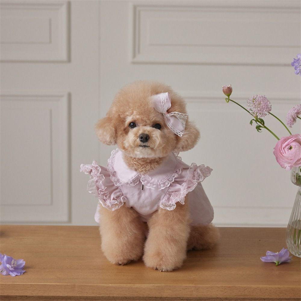 Soft Dog Vest Lace Ruffle Cat Flying Sleeve Skirt Pet Supplies Dog Princess Dress  for Puppy Cats