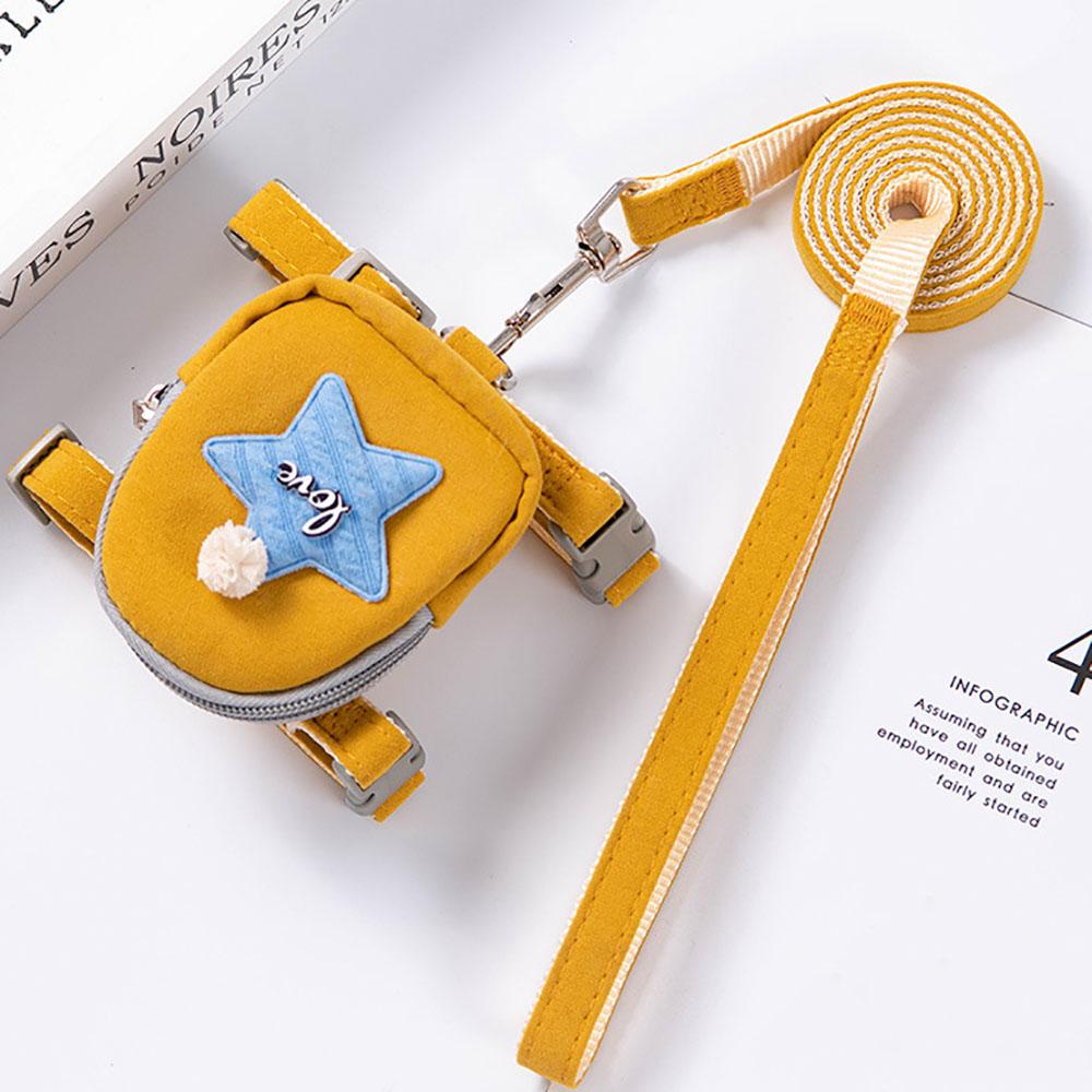 

Рюкзак для питомца, нагрудный ремень, защита от побега, поводок для выгула кошек на улице, поводок для собак, регулируемый поводок для кошек и собак S 2-3kg жёлтый