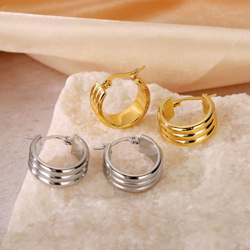 2025 Hot-Selling Titanium Steel Large Hoop Earrings - Simple Round Wire Design