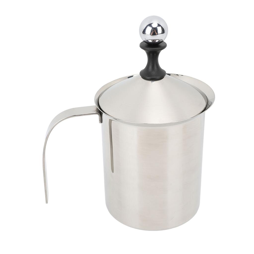 Manual Milk Frother 800ml 304 Stainless Steel Dishwasher Safe Handheld Milk Foamer for Coffee Hot