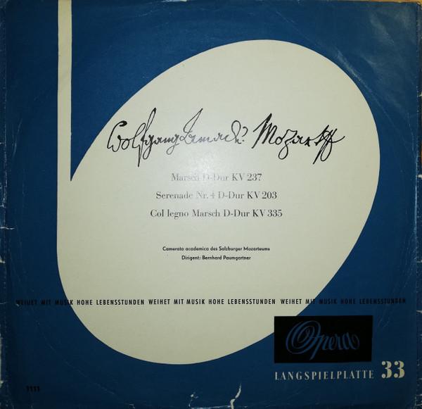 

LP Record BERNHARD PAUMGARTNER CAMERATA ACAD Mozart Marsch Ddur Kv237 Serena 1111 OPERA 1959 Germany Classical Used