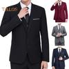 Herren Anzugjacke Revers Langarm Zwei Knöpfe Anzugjacke Einfarbig Klappentaschen Slim Fit Business Outwear