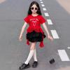 Girls Summer Short Sleeve Ruffle Dress Set with Bow Tie Trendy and Versatile