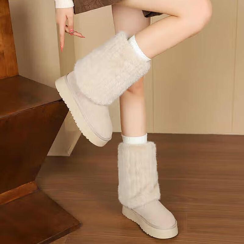 Daphne Women s Faux Mink Lined Plush Snow Boots 36