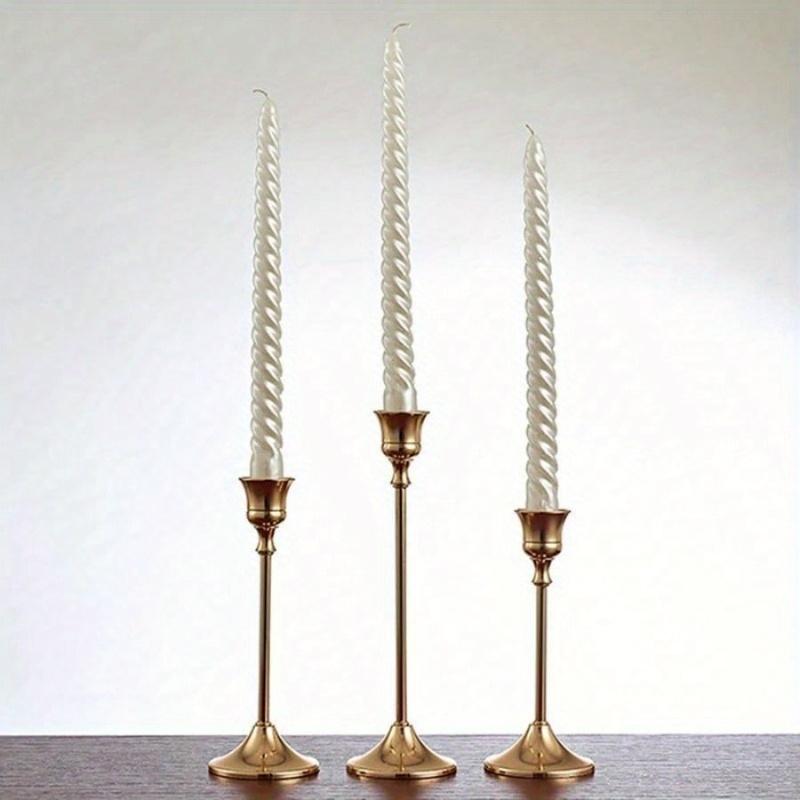 Vintage Gold Metal Tapered Candle Holders, Modern High Pedestal Candle Stand Decor, Tabletop Centerpiece For Wedding Party Dining