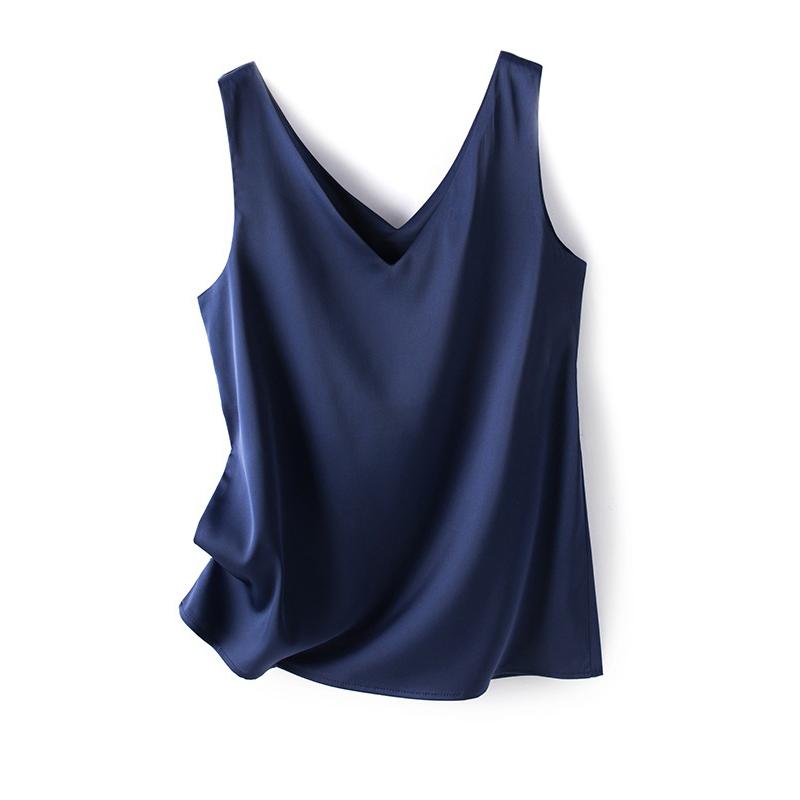 

WTEMPO офисные женские шелковые атласные жилеты с v-образным вырезом, женские однотонные повседневные пуловеры без рукавов, рубашки с открытой спиной 2XL