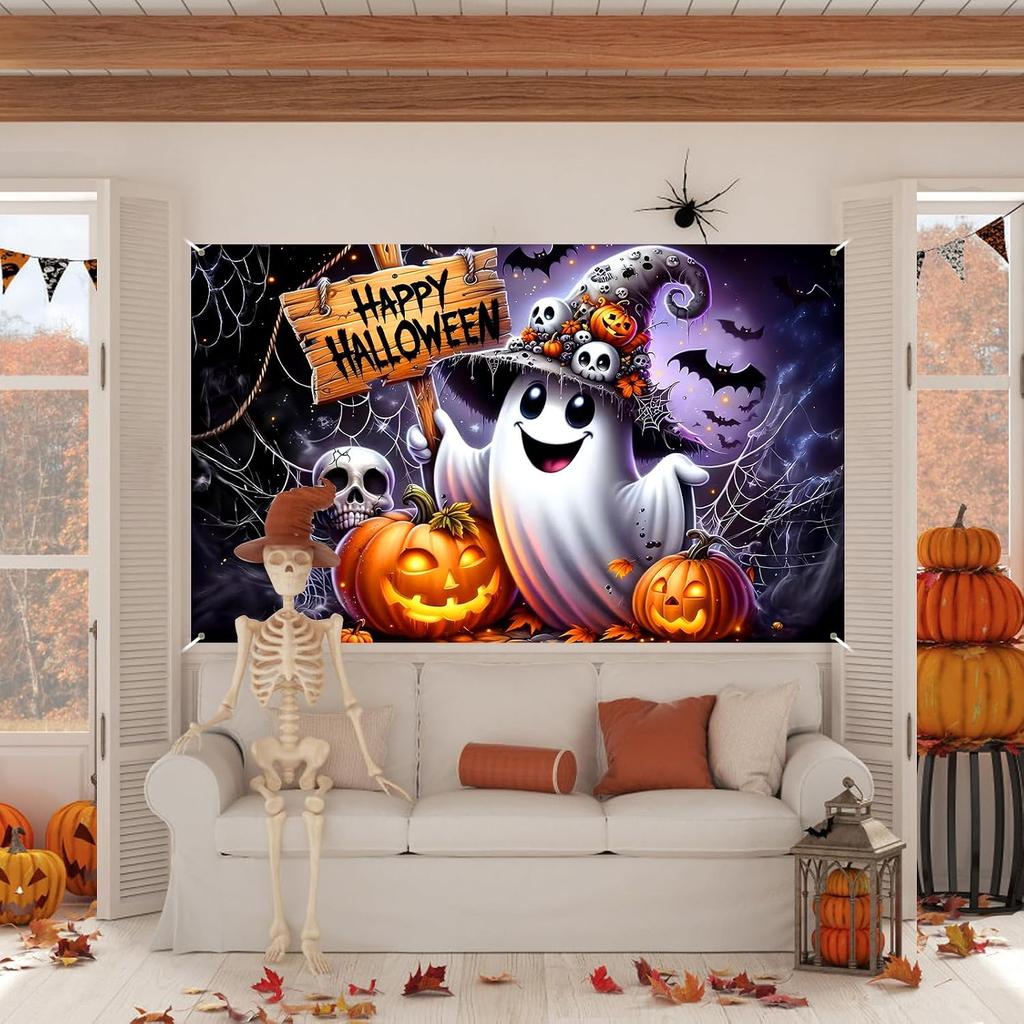 Ghost Pumpkin Photo Backdrop Halloween Decoration for Home Decor