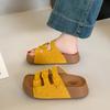 One-word slippers women's fashion versatile outer wear 2025 summer new hollow Roman sandals women's thick-soled bag head slippers