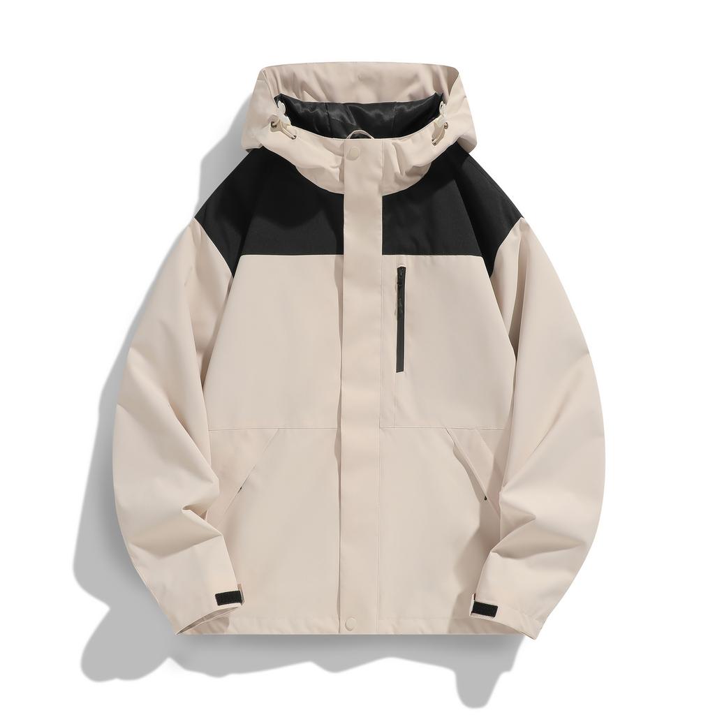 Printed Color-blocking Jacket for Men and Women The Same Style Spring and Autumn Trendy Waterproof Hooded Loose Couple Jacket for Men