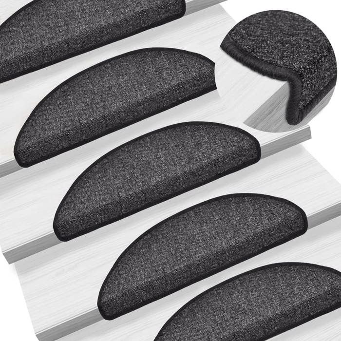 VidaXL Stair Carpet 15 Pieces 56 X 17 X 3 Cm Anthracite Semicircular 133876