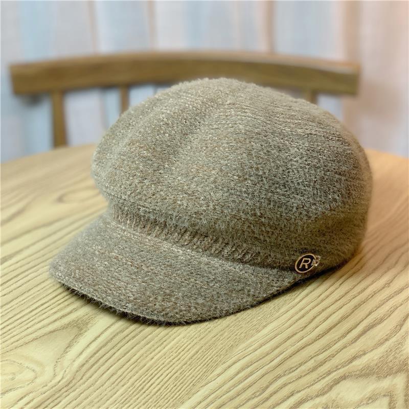 

Изящная шляпа из смесовой шерсти, утолщенный берет, восьмиугольная шляпа с широкими полями для женщин, модная осенне-зимняя, теплая для женщин Adjustable