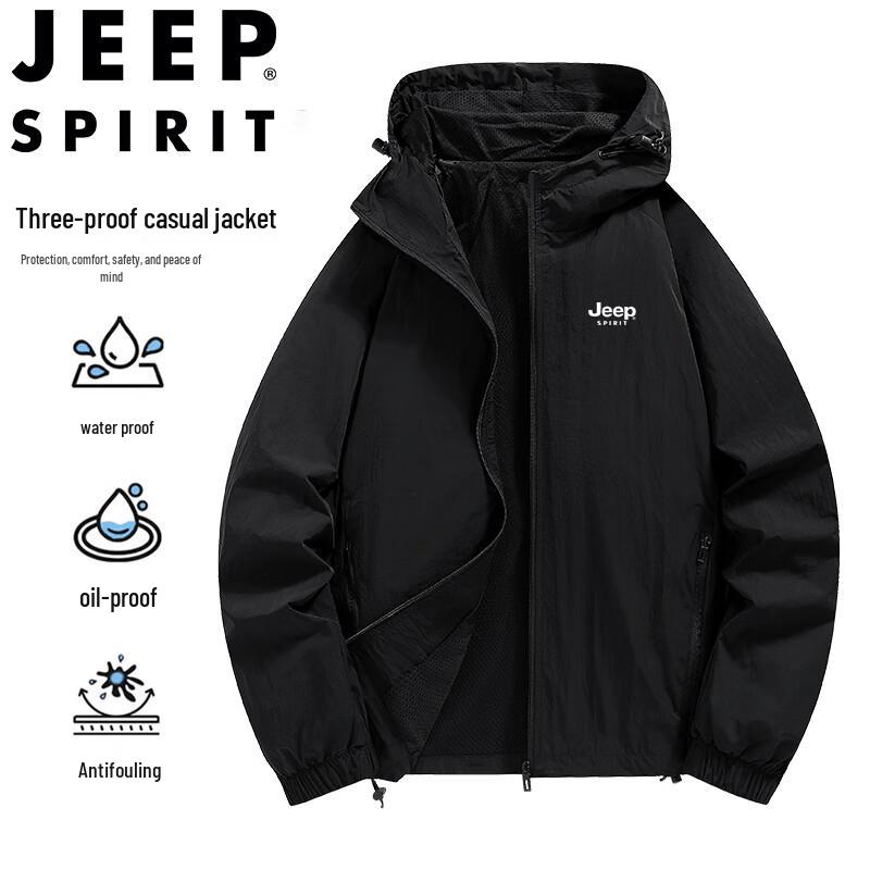

JEEP SPIRIT Men s Hooded Casual Waterproof Jacket 5XL