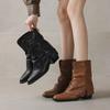 Retro British Style Pointed Ankle Boots for Women 2024 Thick Heel High-heeled Leg Boots Platform Shoes Women